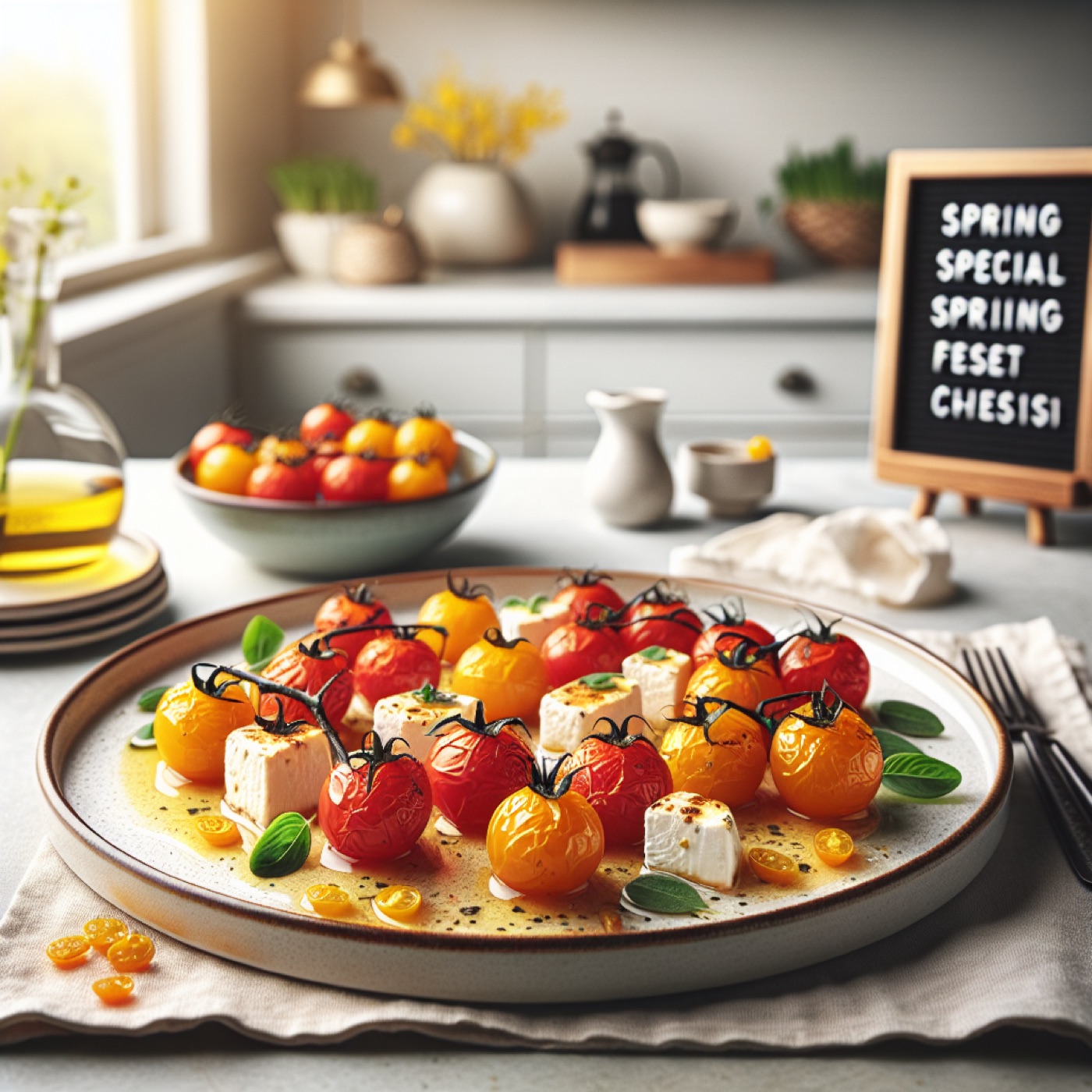 Roasted Cherry Tomato and Feta Pasta Bake with Fresh Basil