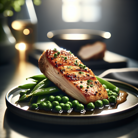 春季嫩豌豆香煎鸡胸肉