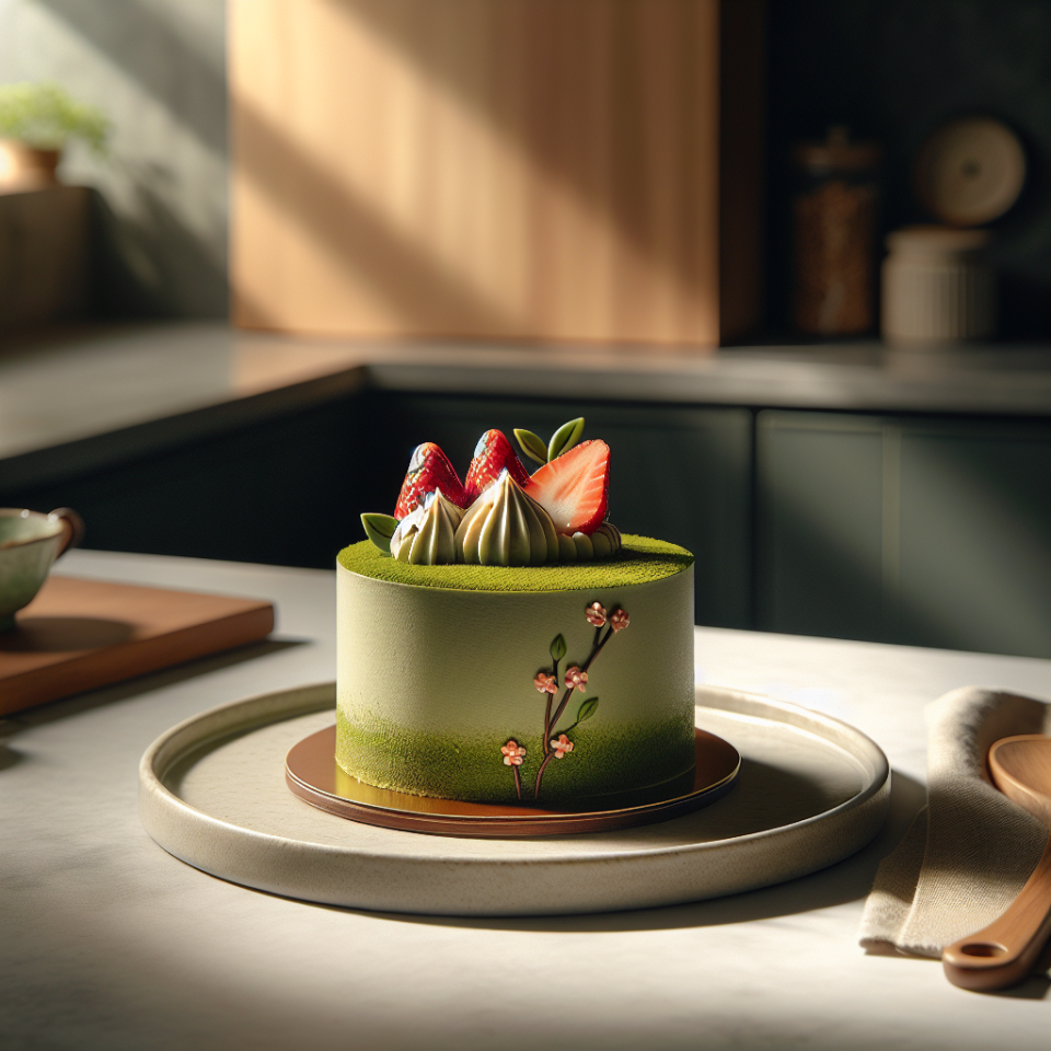春日绿茶草莓慕斯蛋糕