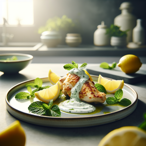 春季清新土耳其柠檬鸡肉配薄荷酸奶酱