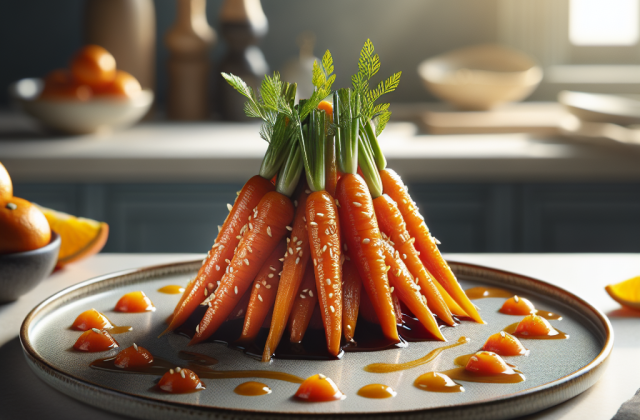 春季香橙烤胡萝卜配芝麻酱