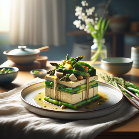 春季清新田园豆腐炒春蔬