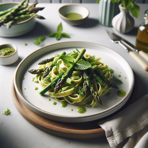 春季意大利风味绿芦笋薄荷意面
