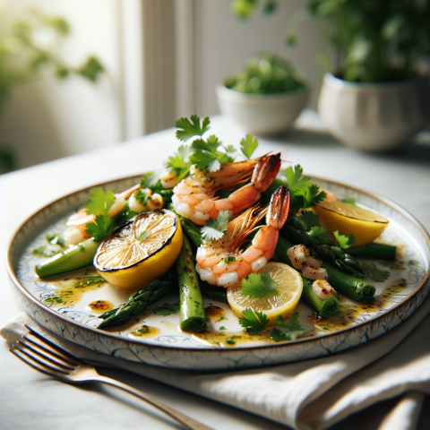 春季清新柠檬香菜烤虾