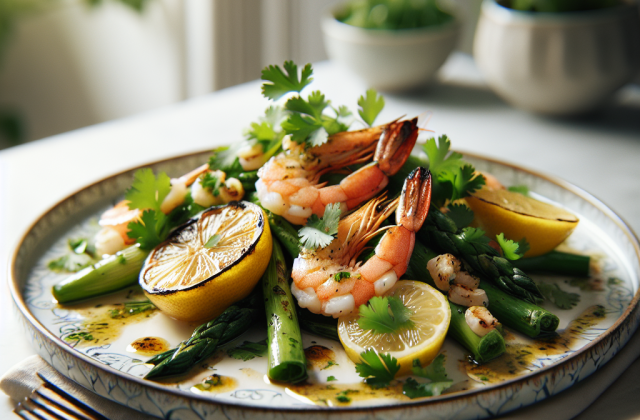 春季清新柠檬香菜烤虾