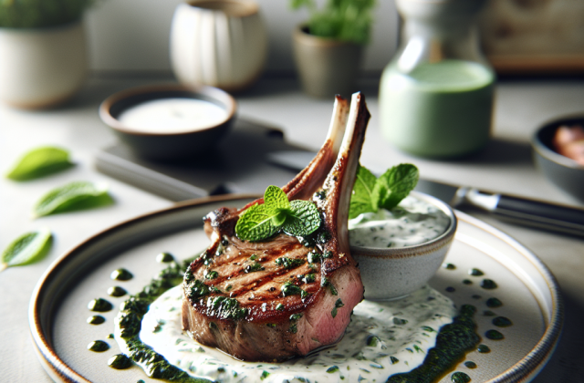 春季香草嫩煎羊排配薄荷酸奶酱