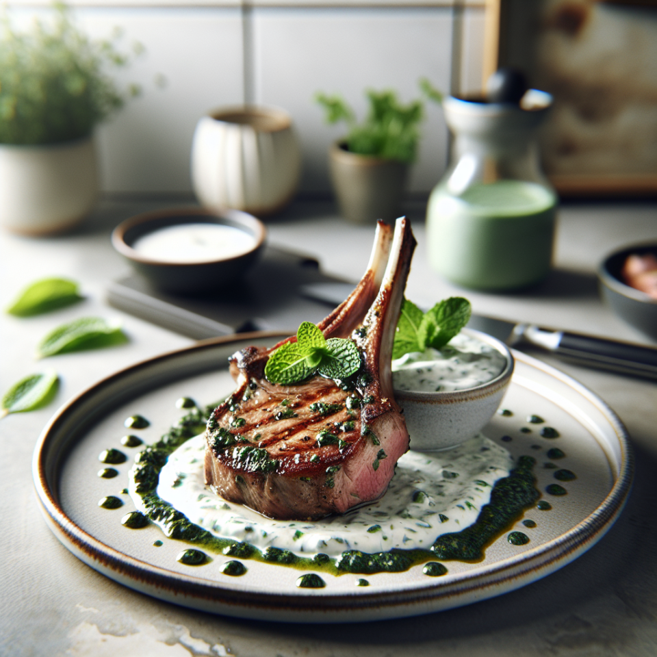 春季香草嫩煎羊排配薄荷酸奶酱