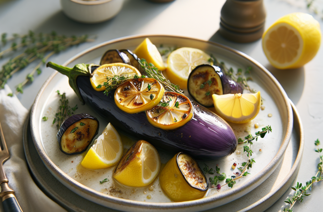 春季清新柠檬百里香烤茄子
