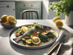 春季意式柠檬香草烤鲈鱼