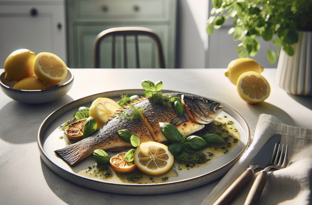 春季意式柠檬香草烤鲈鱼