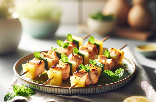 春季西班牙风味菠萝薄荷鸡肉串