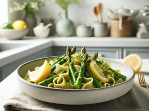 春季绿芦笋柠檬意面