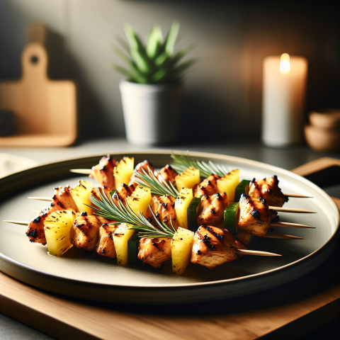 春季清新菠萝烤鸡肉串