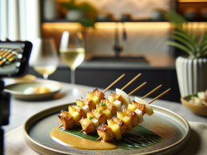 春季夏威夷风味椰香菠萝鸡肉串