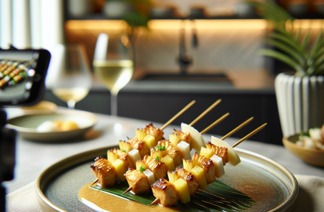 春季夏威夷风味椰香菠萝鸡肉串