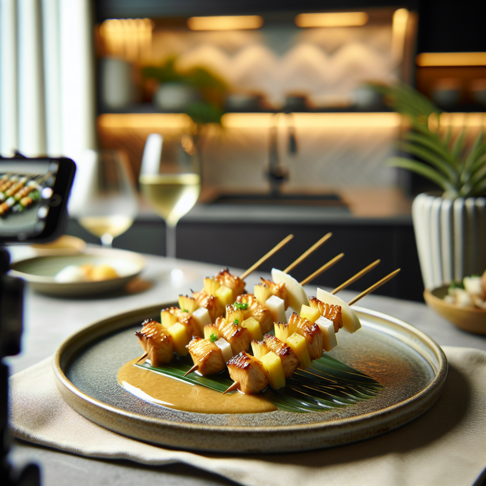 春季夏威夷风味椰香菠萝鸡肉串