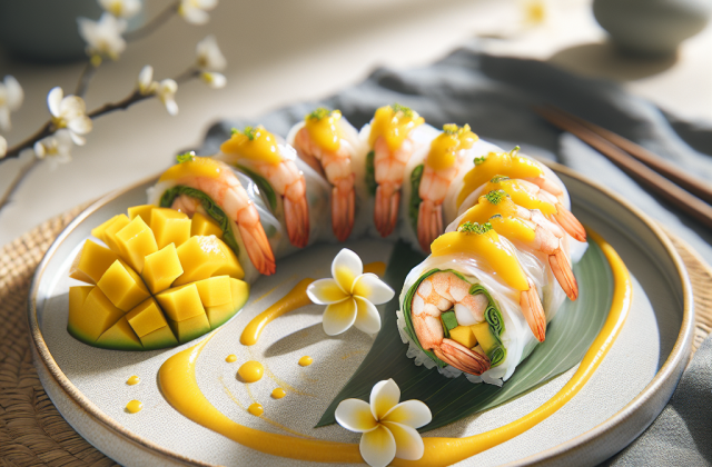 春季越南风味芒果虾卷